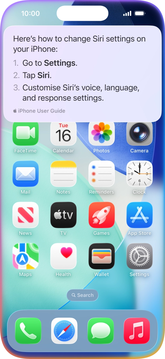 Ask questions about functions and settings on your phone.