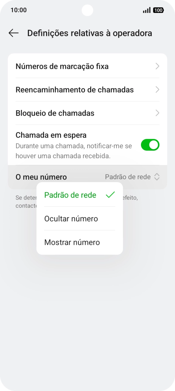 Prima Mostrar número para ativar a visualização do seu número.