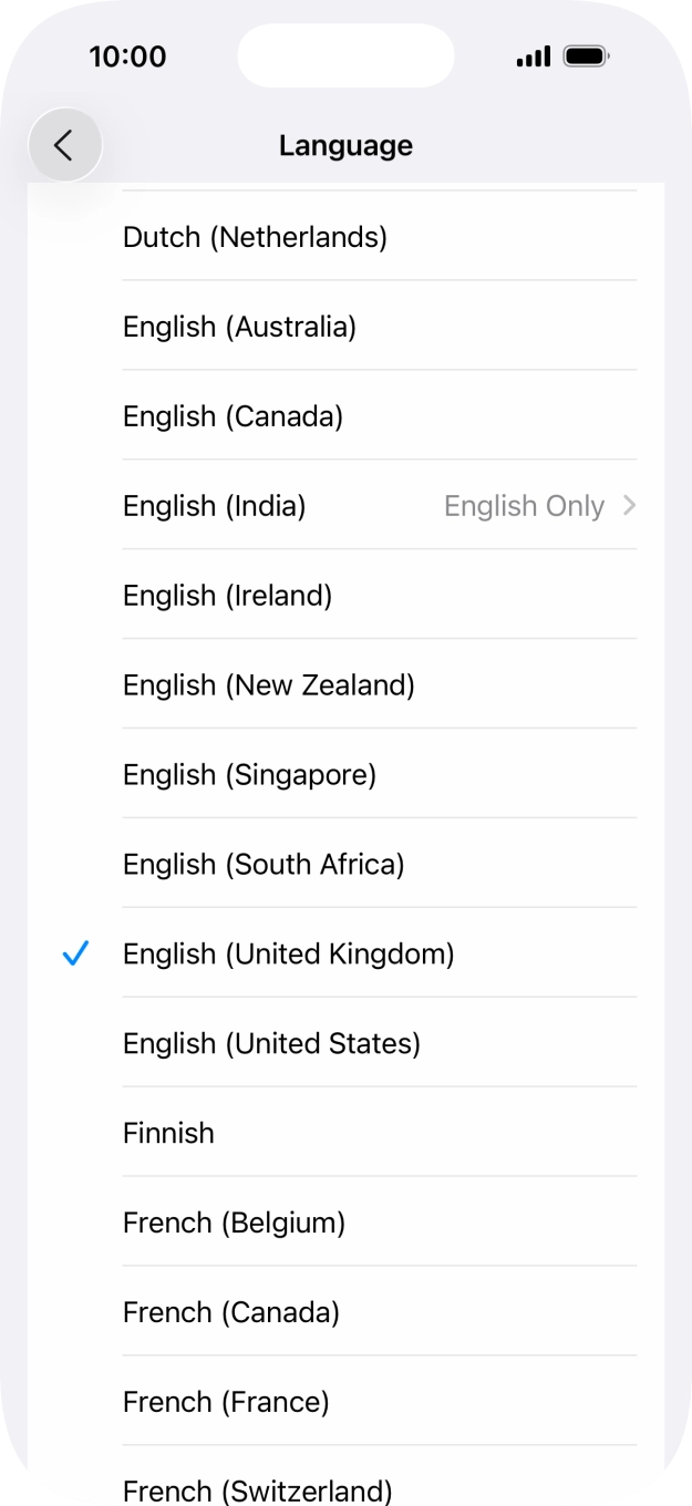 Press the required language. Press the required language.