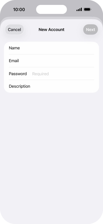 Press Password and key in the password for your email account.