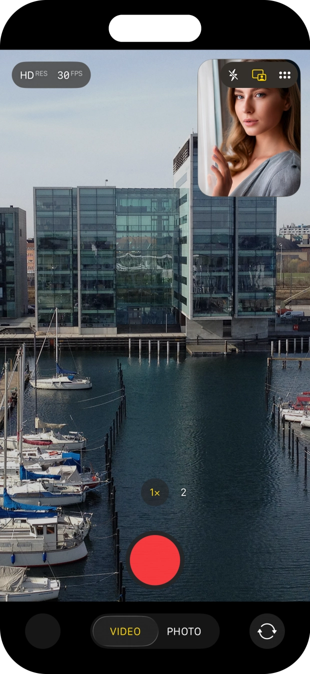 Press the record icon to start recording.