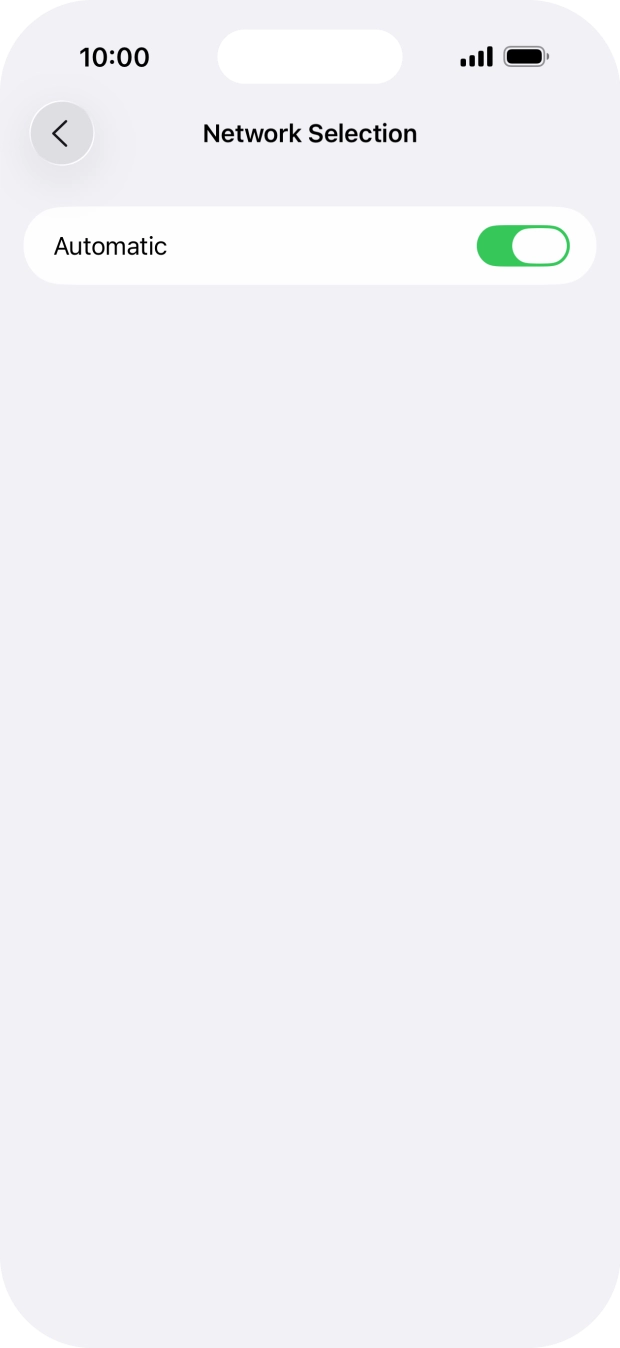 Press the indicator next to 'Automatic' to turn automatic network selection on or off.