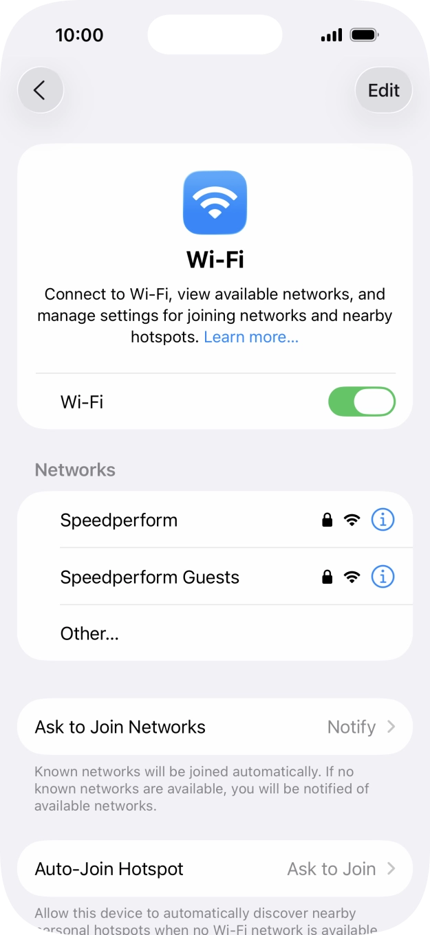 Press the required WiFi network and key in the password for the WiFi network.