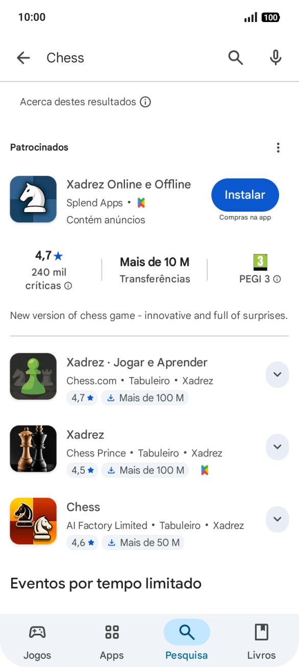 Prima a app pretendida.