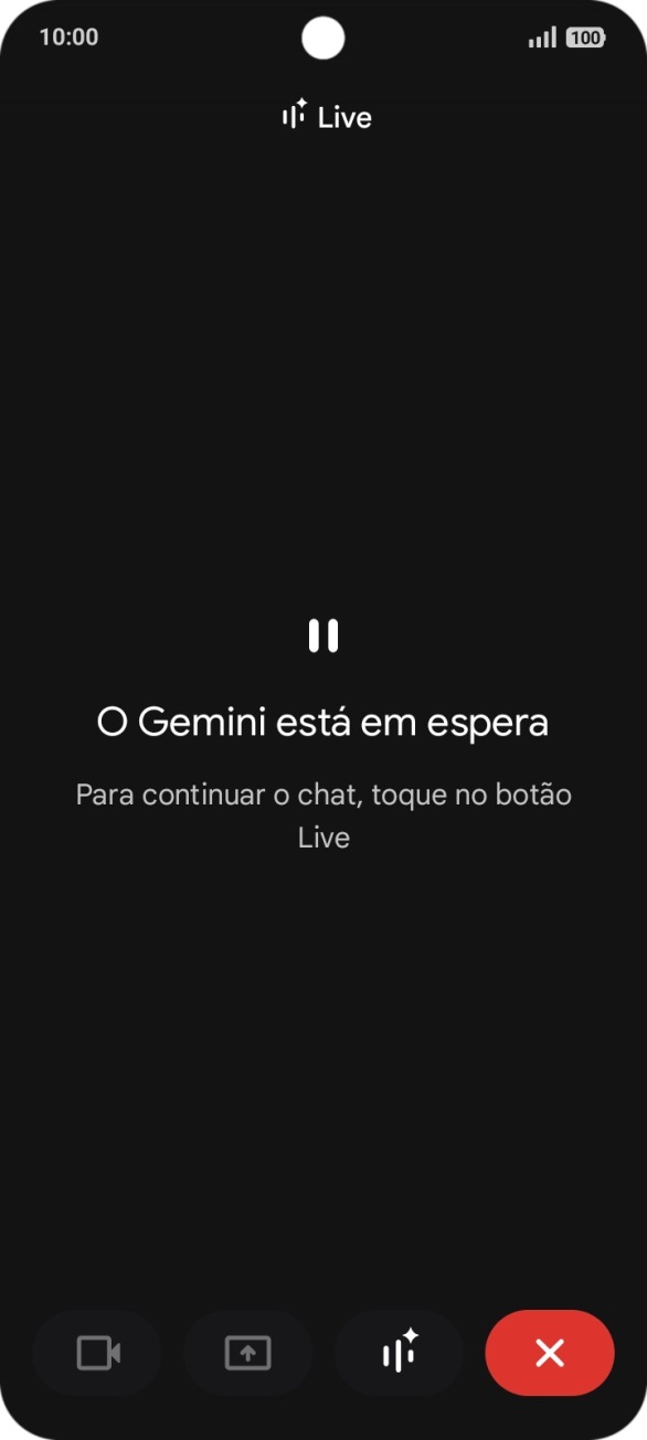 Para reiniciar a conversa, prima o ícone para retomar.