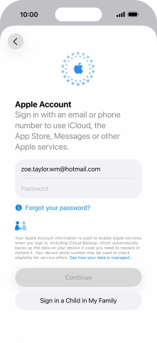 Press Password and key in the password for your Apple Account.