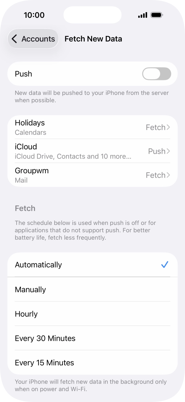 If you turn off the function, press the required setting.