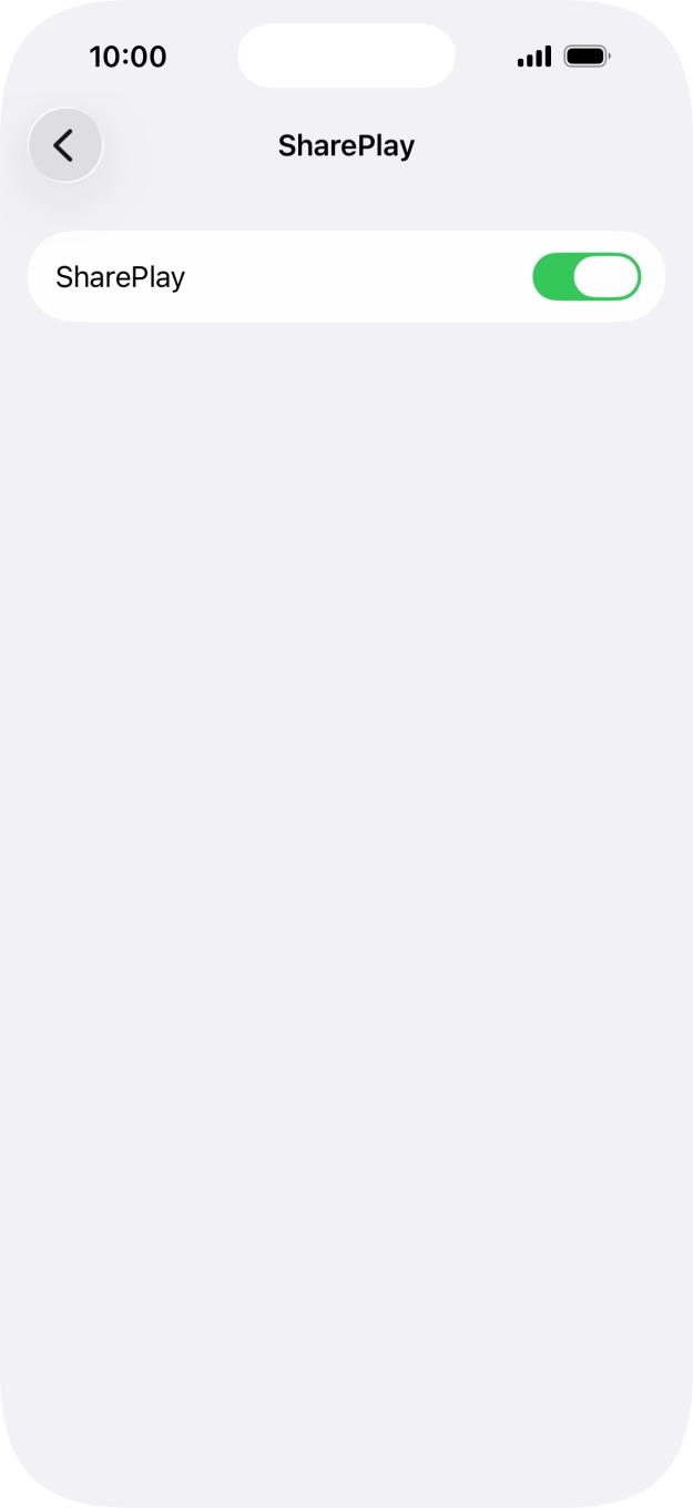 Press the indicator next to 'SharePlay' to turn the function on or off.