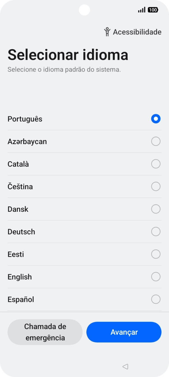 Prima o idioma pretendido.