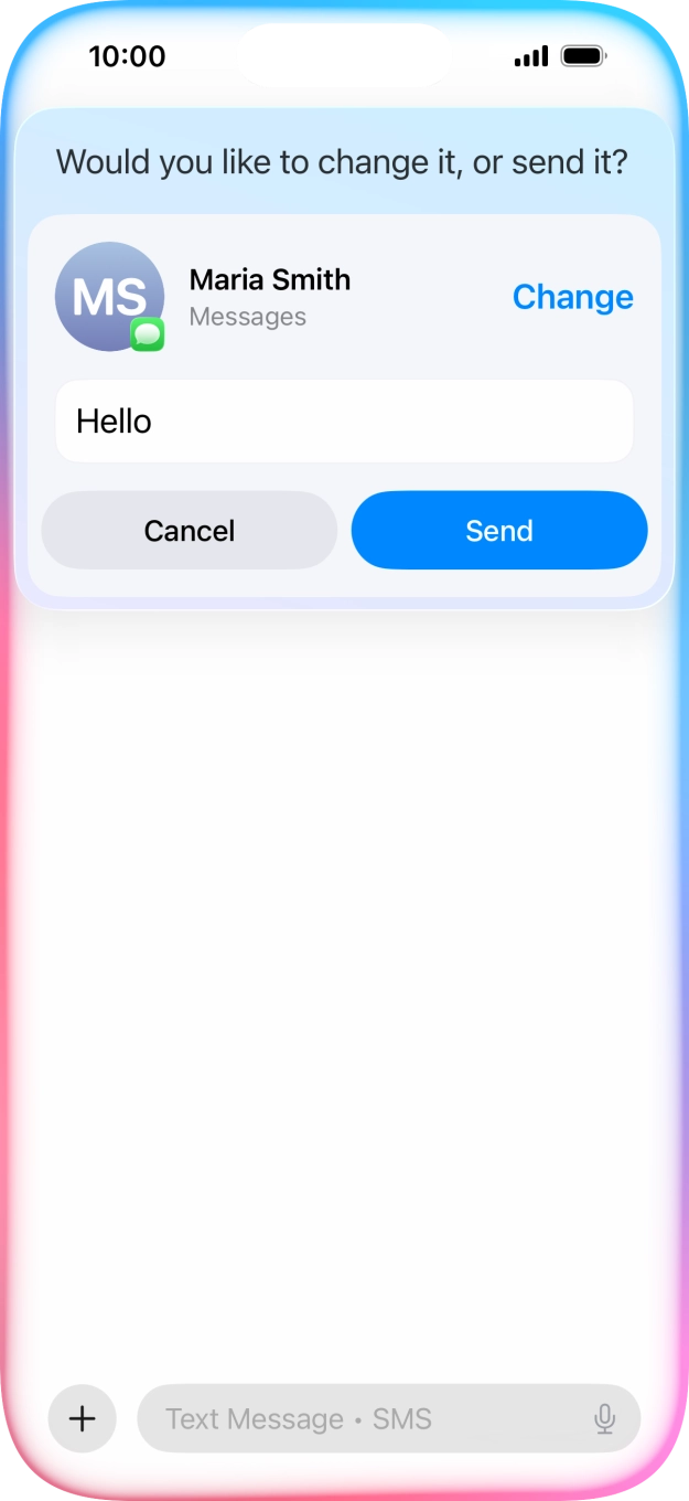 If an app is open on your phone, such as Messages, you can also use the functions available here, e.g.: REPLY [text].