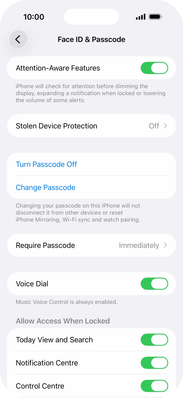 Press Turn Passcode Off and key in the lock code.