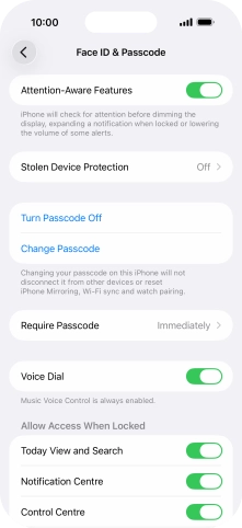 Press Turn Passcode Off and key in the phone lock code.