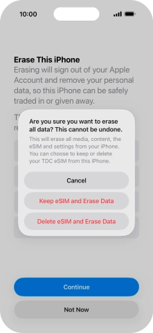 Press the required setting.