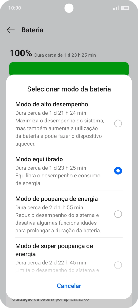 Prima o modo de poupança de energia pretendido para ativar a função.
