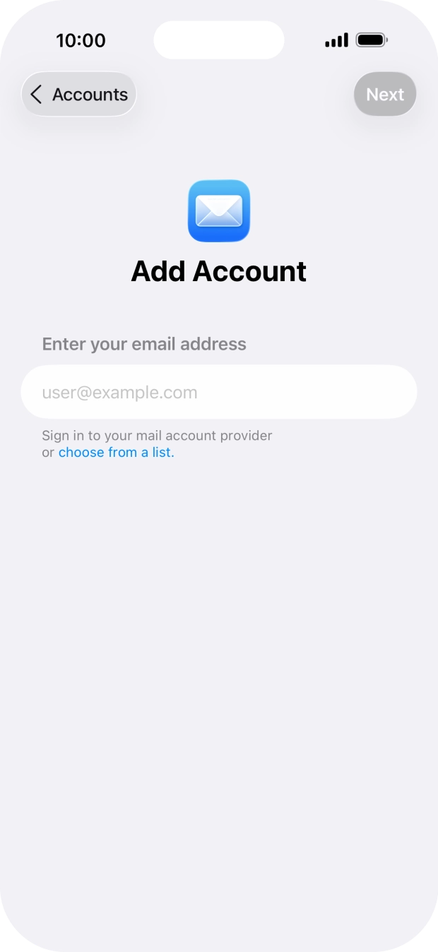 Press the field below 'Enter your email address' and key in your email address.