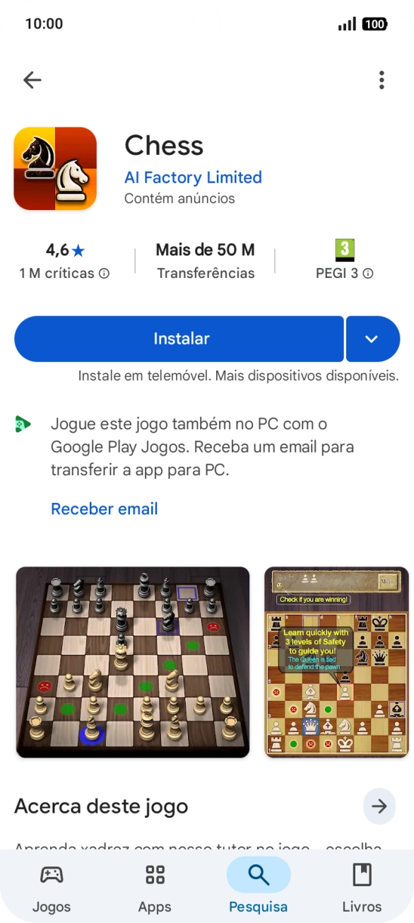 Prima Instalar e siga as indicações no ecrã para instalar a app.