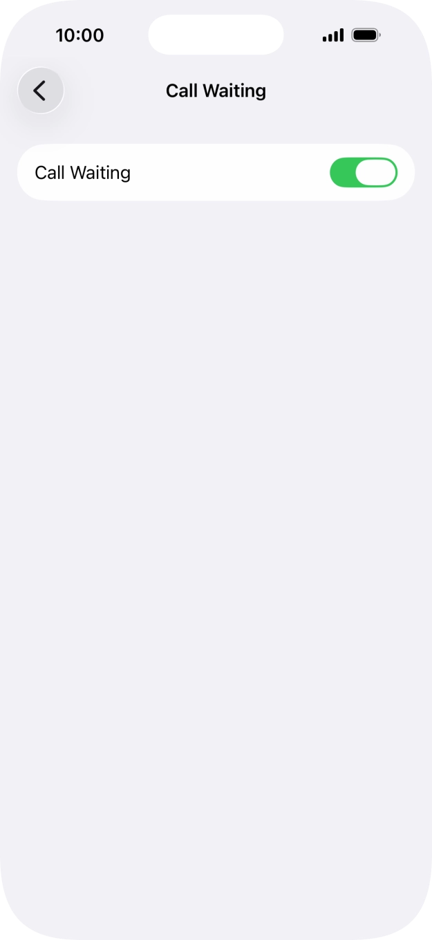 Press the indicator next to 'Call Waiting' to turn the function on or off.
