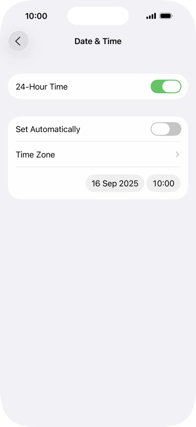 Press the indicator next to 'Set Automatically' to turn on the function.