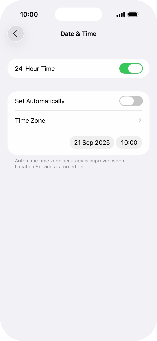 Press the indicator next to 'Set Automatically' to turn on the function.