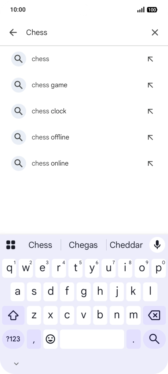 Introduza o nome ou categoria da app pretendida e prima o ícone para pesquisar.