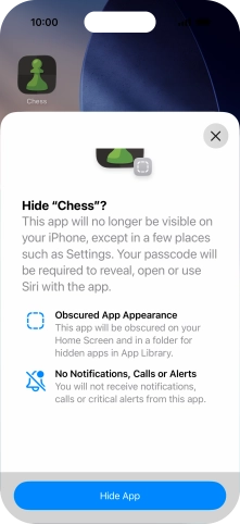 Press Hide App.