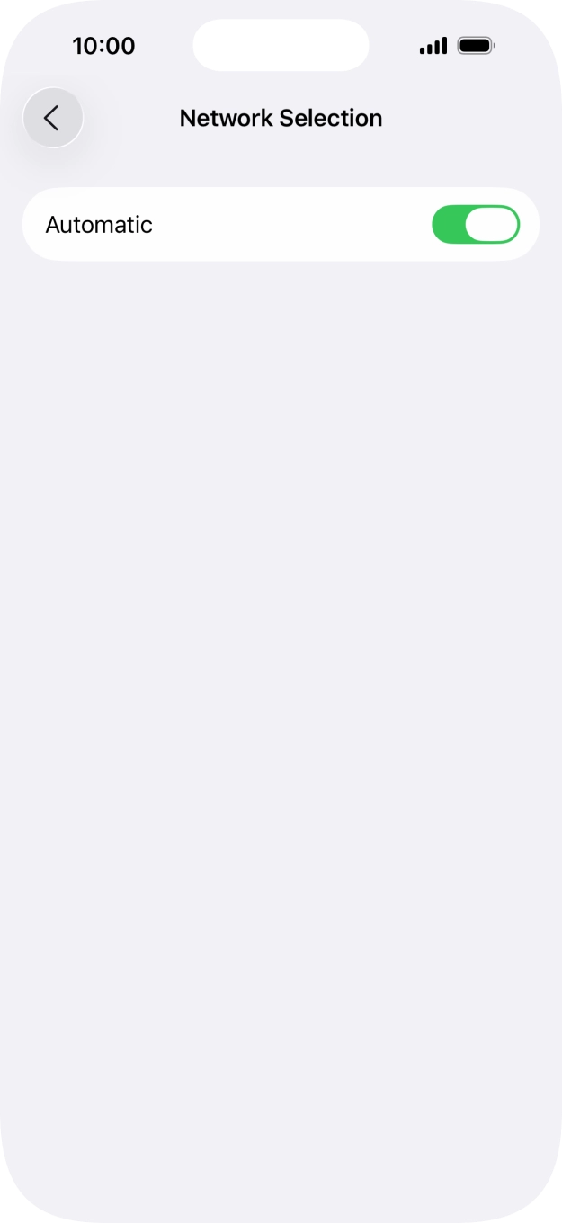 Press the indicator next to 'Automatic' to turn automatic network selection on or off.