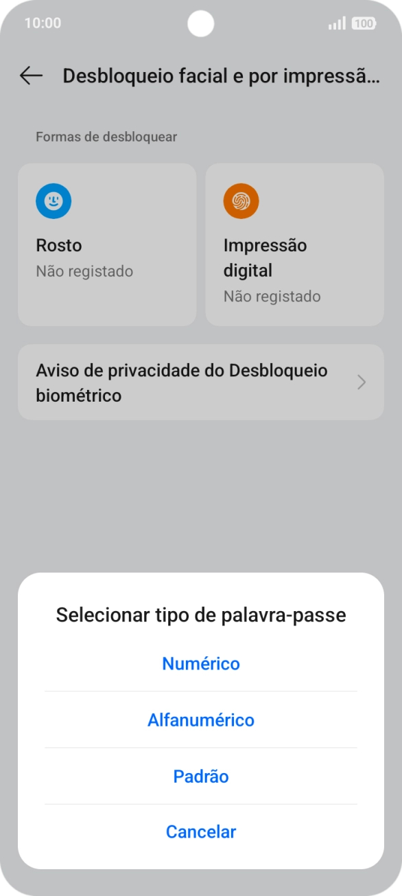 Prima o código de bloqueio do telefone pretendido.