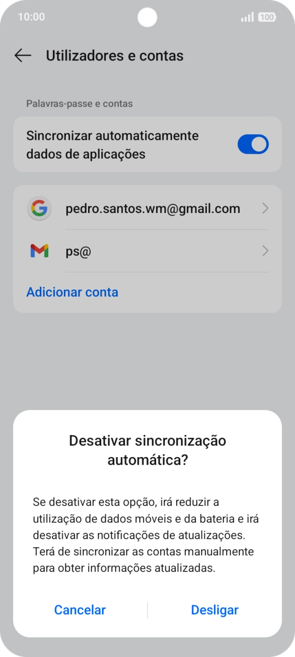 Se desativar a função, prima Desligar.