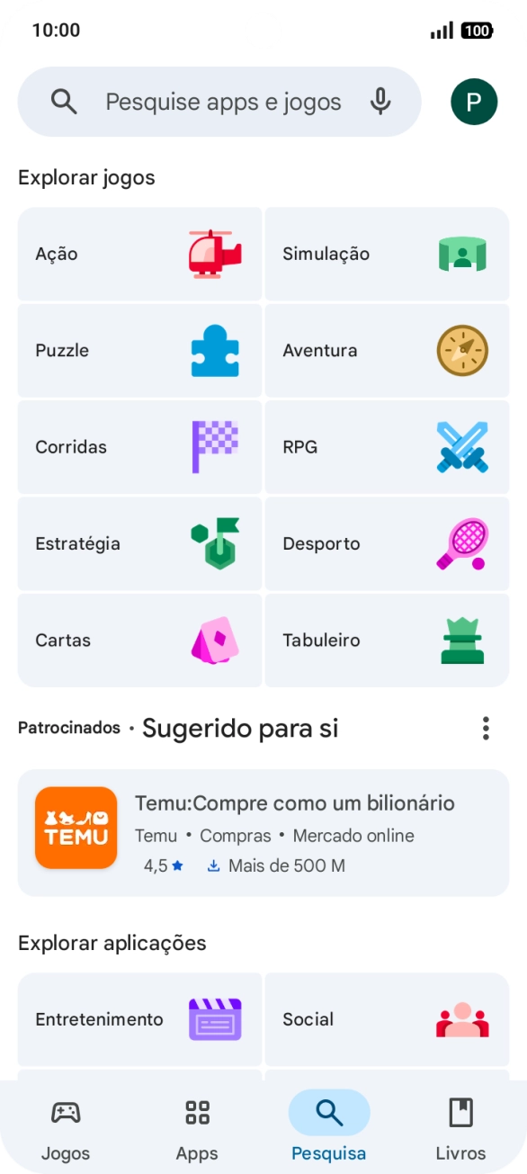 Prima a caixa de pesquisa.