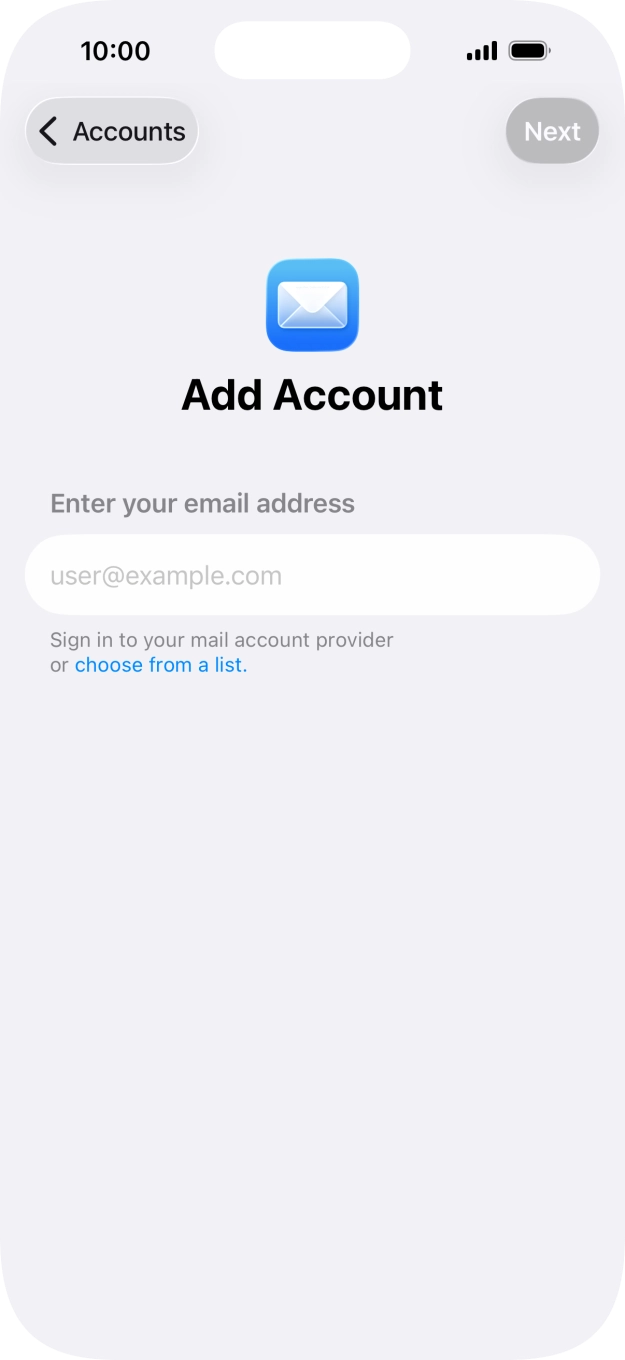 Press the field below 'Enter your email address' and key in your email address.