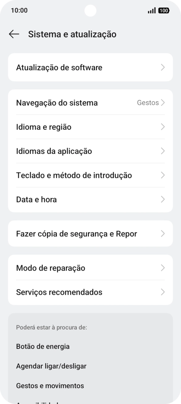 Prima Fazer cópia de segurança e Repor.