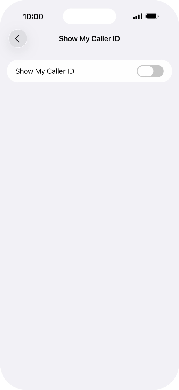 Press the indicator next to 'Show My Caller ID' to turn the function on or off.