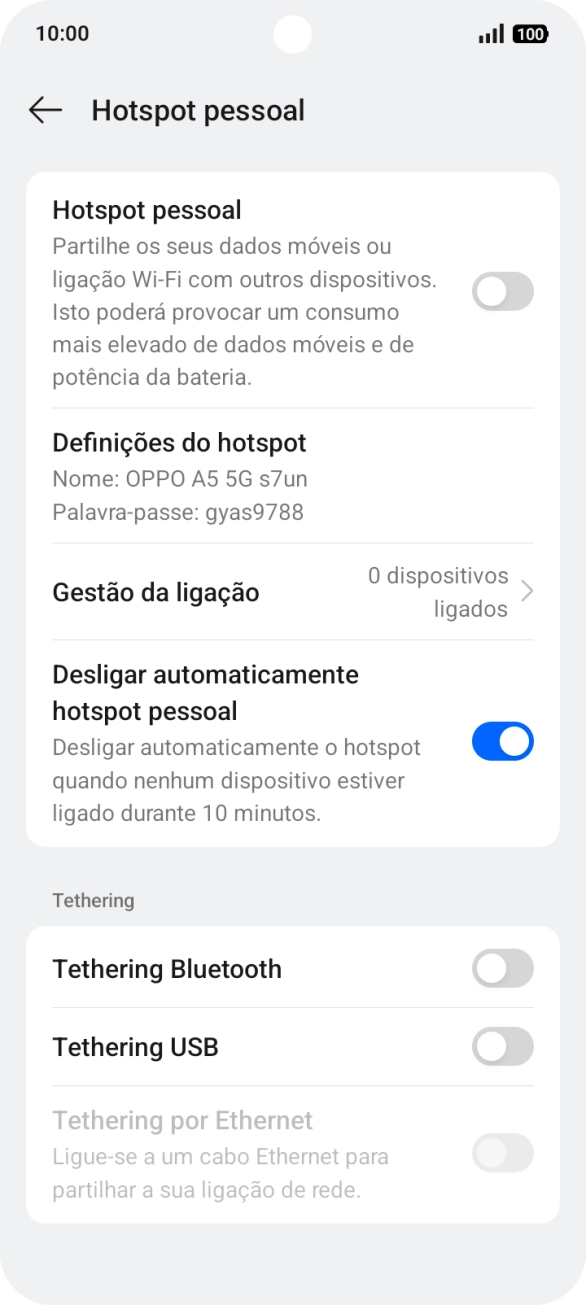 Prima Definições do hotspot.