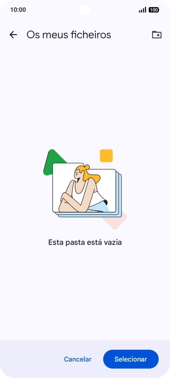 Se quiser criar uma nova pasta, prima o ícone de nova pasta e siga as indicações no ecrã para criar uma nova pasta.