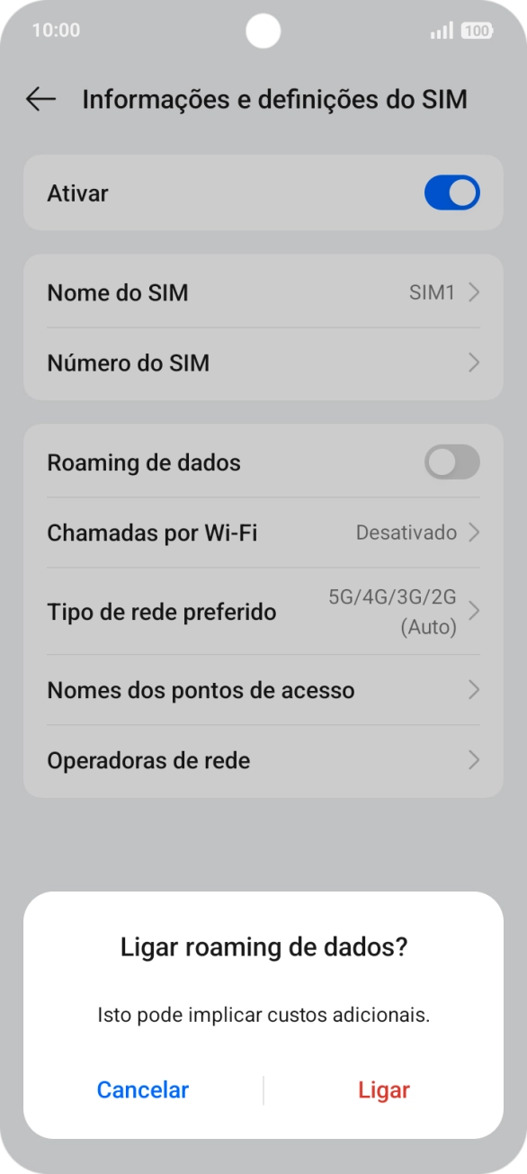 Se ativar a função, prima Ligar.
