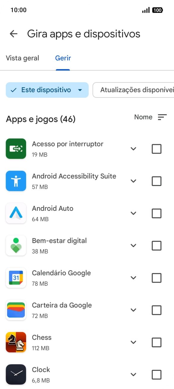 Prima a app pretendida.
