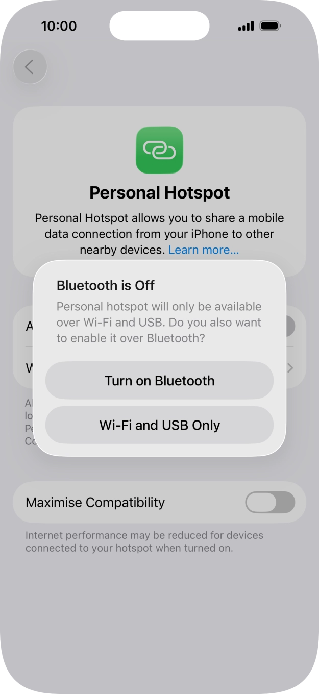 If WiFi is turned on, press Wi-Fi and USB Only.