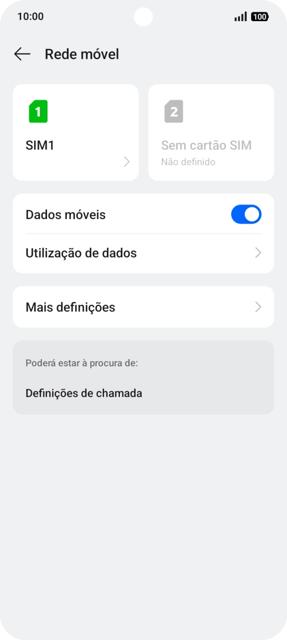 Prima o nome do cartão SIM.