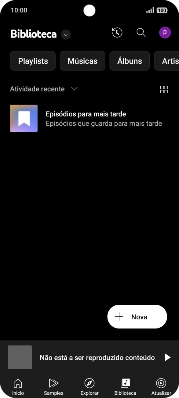 Prima a lista suspensa.