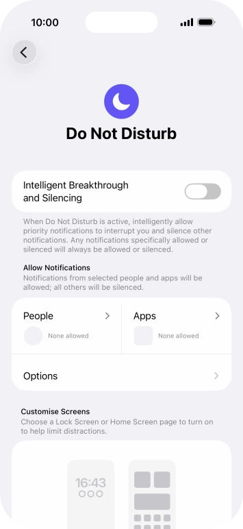 Press People and follow the instructions on the screen to select which contacts you would like to receive calls and notifications from when Do Not Disturb is turned on.