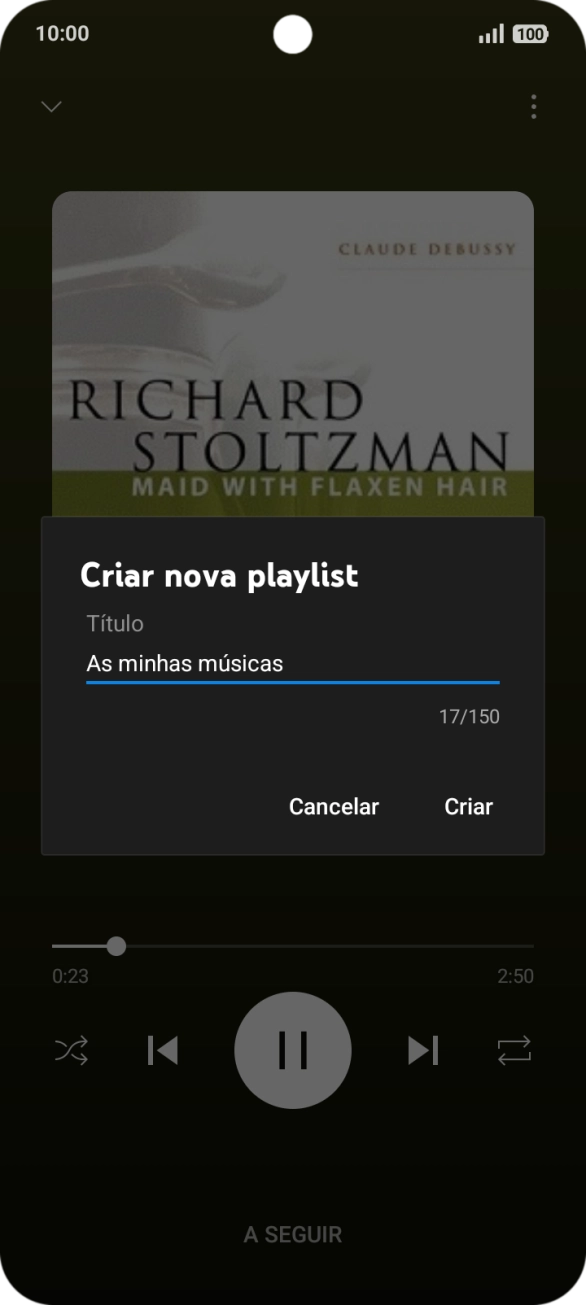 Introduza o nome pretendido para a lista de reprodução e prima Criar.