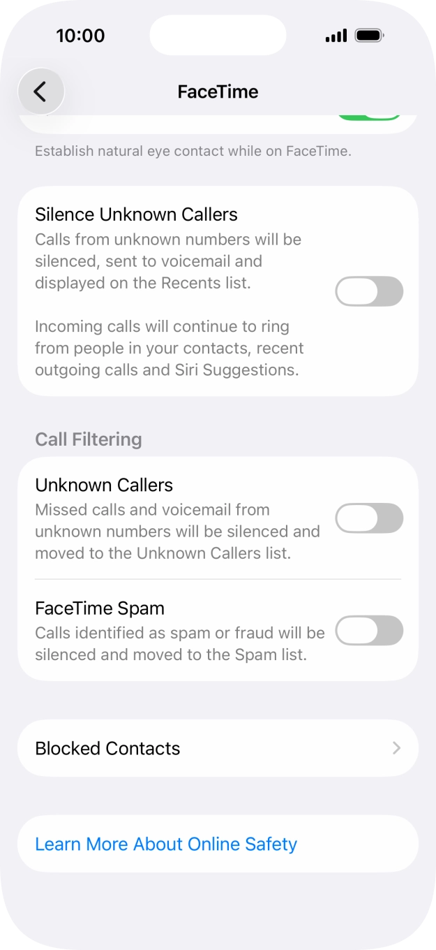 Press Blocked Contacts.