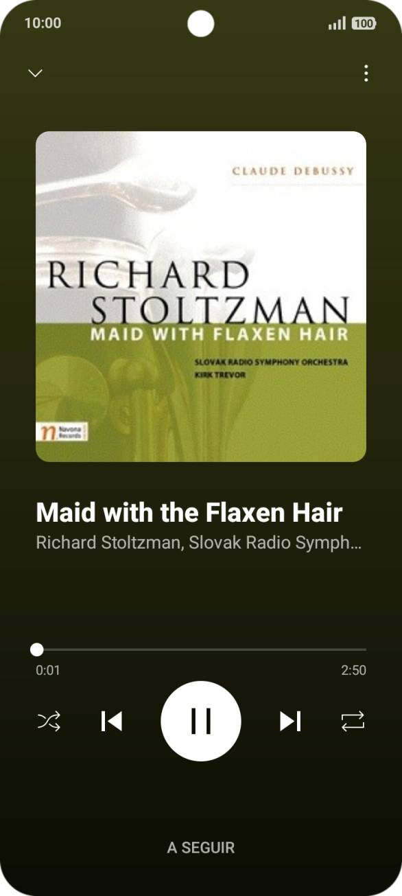Prima a seta para a direita para ir para o ficheiro de música seguinte.