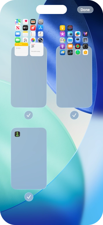 Press the field below the required home screen page to turn page view on or off.