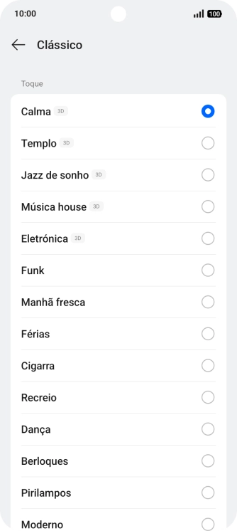Prima os tons de toque pretendidos para os ouvir.