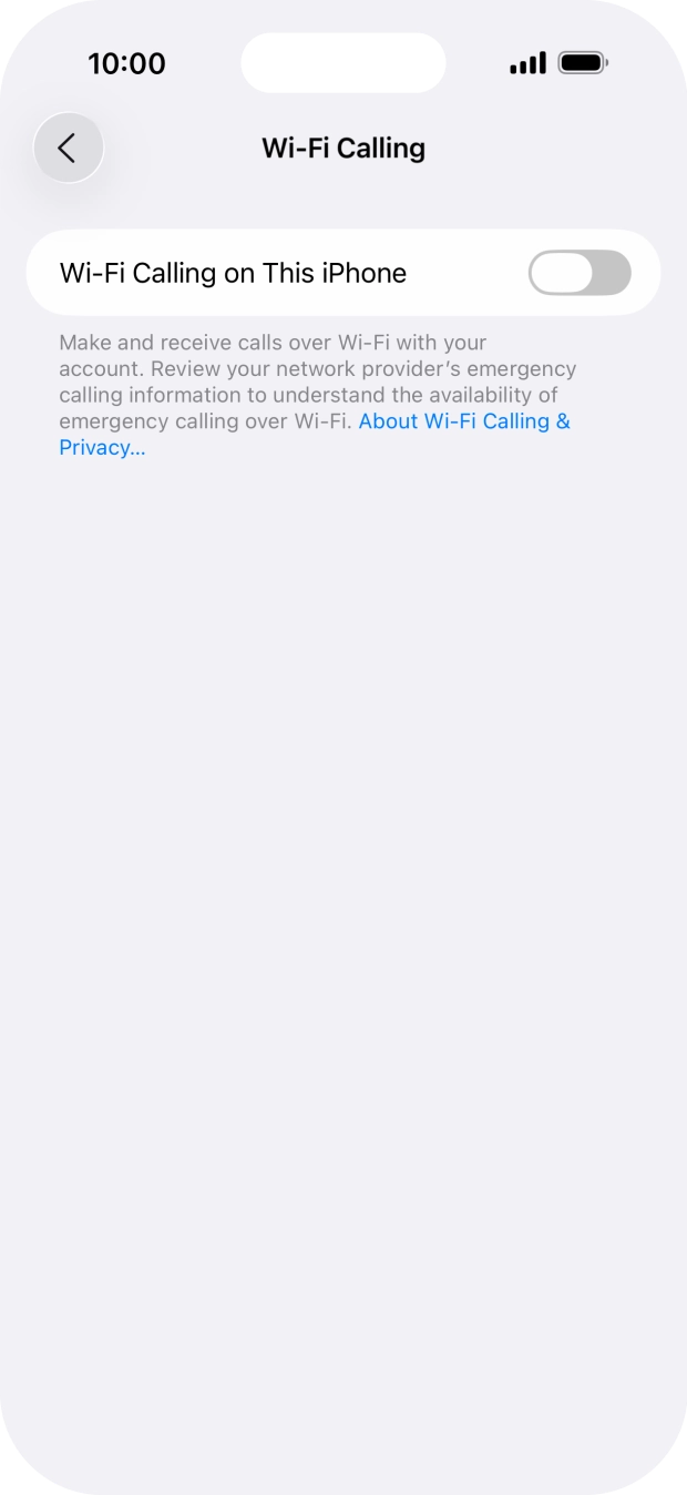 Press the indicator next to 'Wi-Fi Calling on This iPhone' to turn the function on or off.