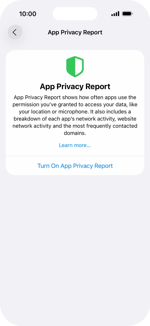 Press Turn On App Privacy Report to turn on the function.