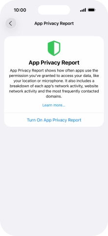 Press Turn On App Privacy Report to turn on the function.