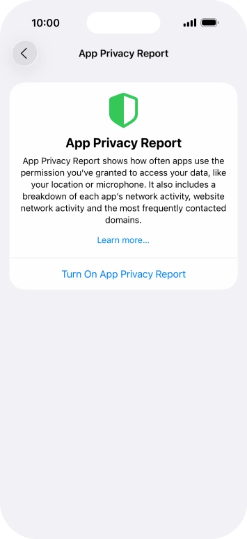 Press Turn On App Privacy Report to turn on the function.
