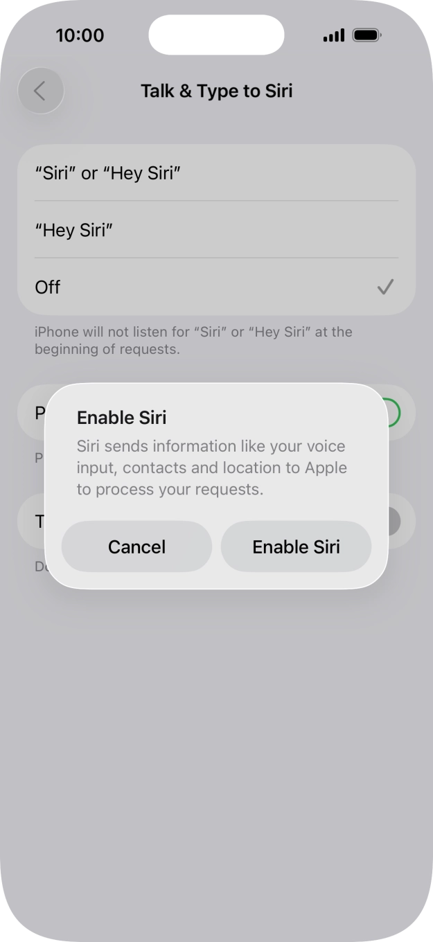 Press Enable Siri. Press Enable Siri.